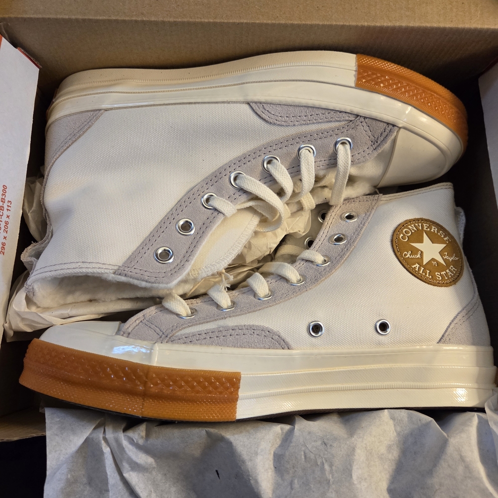 Converse High-Top Sneakers in Cream and Tan, NIB Size 8 women's